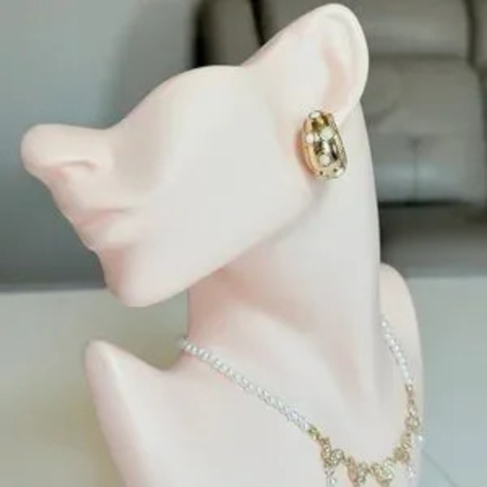 Gold Pearl Accent Hoop Earrings - Women Jewelry
